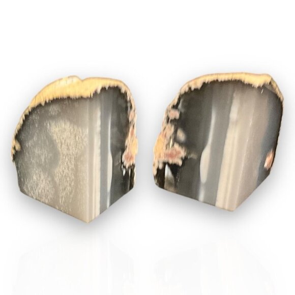 Small Crystal Bookends, Natural Agate Bookends Raw Edge Polished Surface - Picture 6 of 10